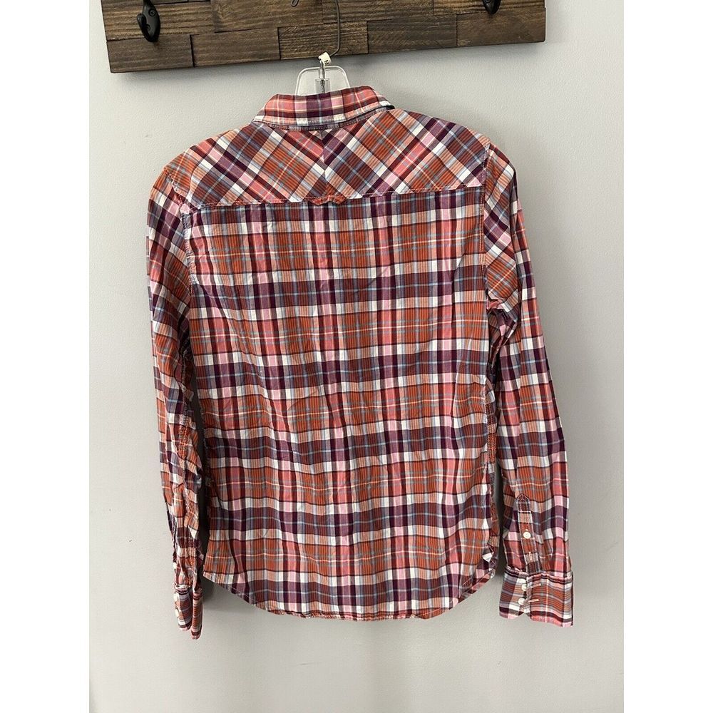 American Eagle Outfitters Women's Red Long Sleeve Button-Down Plaid Shirt Size 6 - Picture 2 of 3